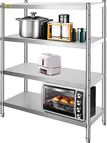 VEVOR Scaffale da Cucina 152,4 x 47 x 118,9 cm, Scaffale per Cucina Uso Commerciale Ripiani, Scaffalatura capacità da 150kg a Ripiano Scaffale in Acciaio Inossidabile per Cucina e Garage