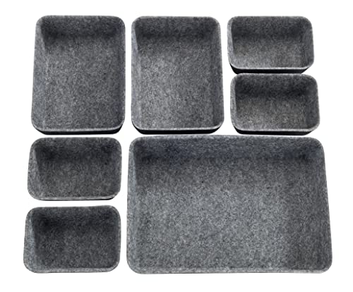 Wenko Organizer per cassetti in feltro, set di 7 pezzi per l’organizzazione dei cassetti in feltro di poliestere riciclato, combinazioni versatili grazie a 3 dimensioni diverse, nero/grigio