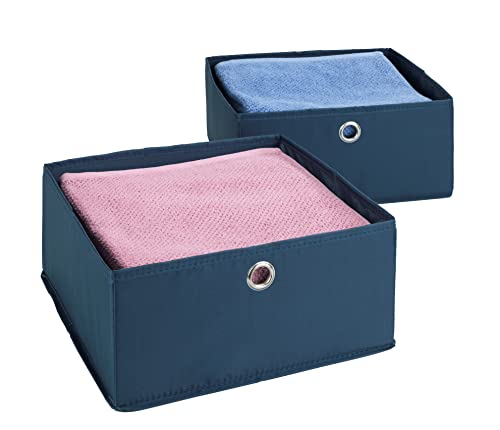 Wenko Organizer cassetti Business 2 pezzi Set di 2 scatole per la custodia nei cassetti, Poliestere, 28 x 13 x 28 cm, Blu