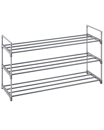 SONGMICS Scarpiera a 3 Ripiani, Scaffale Portascarpe, Organizzatore in Metallo, per 12/15 Paia di Scarpe, Impilabile, Corridoio, Soggiorno, Camera da Letto, 30 x 92 x 54 cm, Grigio LSA13GV1