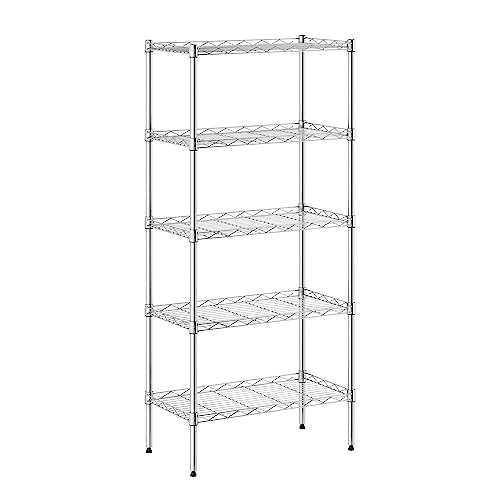 Furinno Wayar Scaffale di stoccaggio del Metallo, Inossidabile, Acciaio Inox, 5-Tier, 21 x 12 x 48