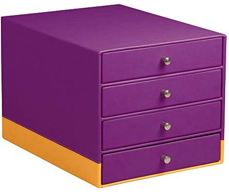 Rhodia Cassettiera 4 cassetti rama 24,8x32,7 cm, cucitura a punto sella, similpelle viola