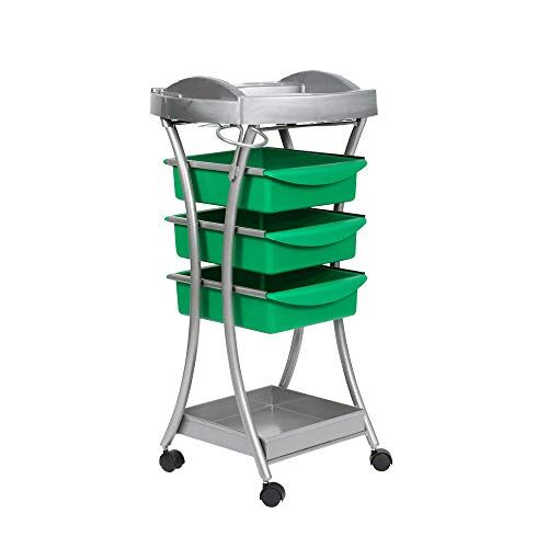 NeoBeauty Carrello parrucchiere con ruote moderno a 3 cassetti (verde)