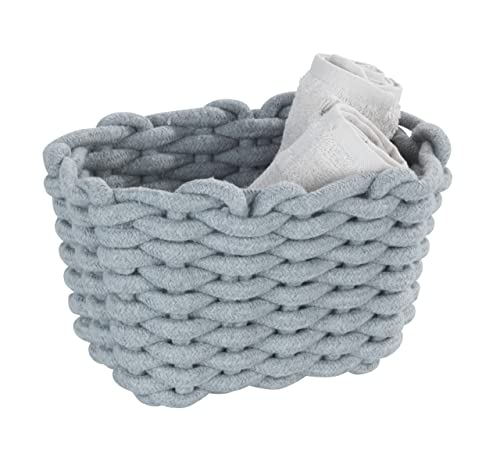 Wenko Cestello portaoggetti Tia S, cesta da bagno in filo di cotone lavorato a maglia, grigio nordico, conservazione e organizzazione, 20 x 13 x 15 cm, realizzato con diversi prodotti tessili