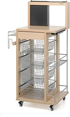 Foppapedretti IlCuciniere Carrello Cucina, Legno Massiccio faggio, Naturale, H117 P46 L60 cm