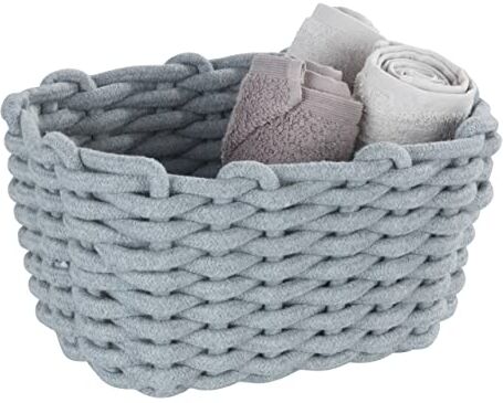 Wenko Cestello portaoggetti Tia M, cesta da bagno in filo di cotone lavorato a maglia, grigio nordico, conservazione e organizzazione, 25 x 18 x 15 cm, realizzato con diversi prodotti tessili