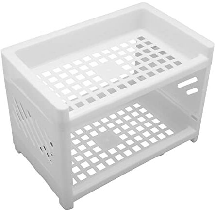 Brrnoo Scaffale Cosmetico da Scrivania, Organizer da Scrivania Design Vuoto a 2 Livelli Espositore da Tavolo in PP Bianco Spesso Ampiamente Utilizzato per L'ufficio del Bagno della