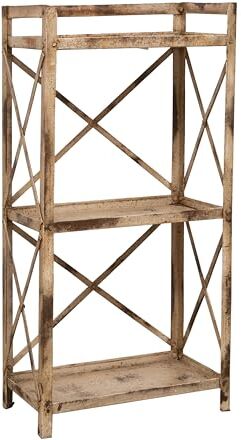 Biscottini Etagere Shabby in ferro finitura naturale anticata L39XPR21XH76,5 CM Libreria mobile ingresso Libreria da parete Consolle ingresso