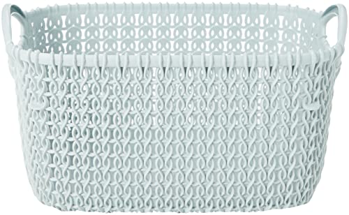 Curver Maglia Rettangolare Knit Basket, Misty, 24.8 x 17.5 x 13.9 cm, Colore: Blu Nebbia, 20.5 x 17.5 x 14 cm