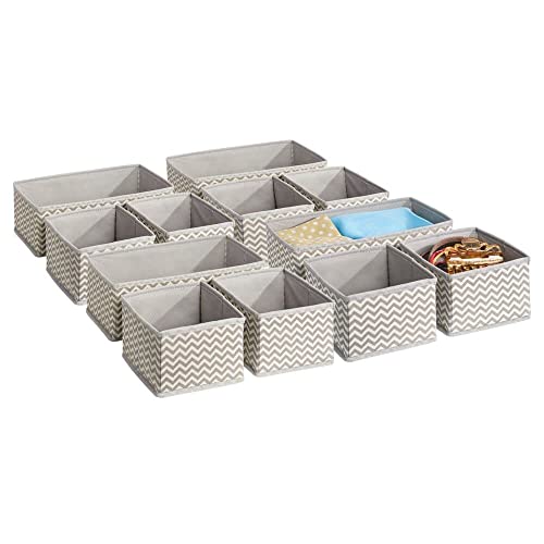 mDesign Organizer armadio e cassetto Set da 12 scatole multiuso (8 piccoli e 4 grandi) Portaoggetti contenitori in tessuto sintetico Colore: talpa