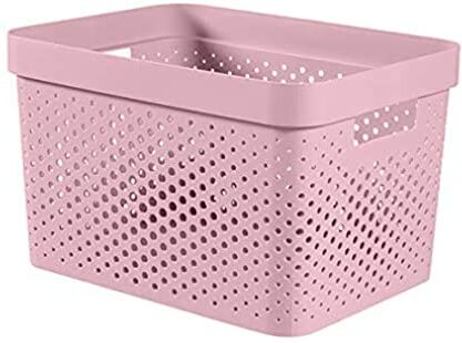 Curver Cesto portaoggetti Infinity 17L riciclato, contenitore multiuso, impilabile e ad incastro, 35,5 x 26,2 x 21,9 cm, colore: Rosa