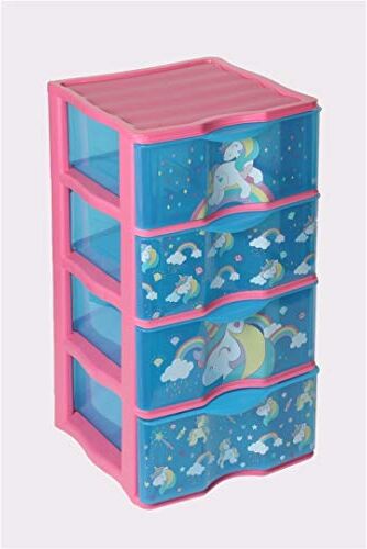 DRW Cassettiera 4 cassetti PVC Unicorno 40x38x64 cm