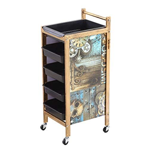 Beauty MJ Rotolamento Trolley Retro Salone Parrucchiere Carrello 4/5 Livelli Bellezza Cassetto Strumento Barber Spa Vano Portaoggetti Professional Hair Stylist Parrucchieri,A,5T