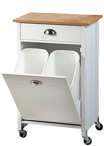 Kesper , Carrello da Cucina con Sistema di separazione di Spazzatura, 50 x 37 x 79 cm, Legno, Bianco