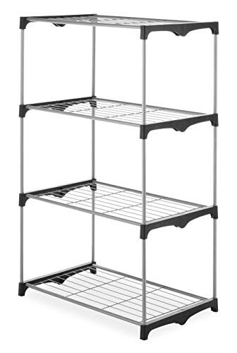 Whitmor Armadio a 4 Ripiani, Argento e Nero, Acciaio, plastica, 4 Tier