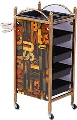 JFISQ Carrello Barbiere Retrò 4/5 Strati Carrello Salone Bellezza Parrucchiere Attrezzature Parrucchieri Spa Storage Organizer Strumento Studio Tatuaggio Con Cassetti Supporto Asciugacapelli,E,5 Tiers