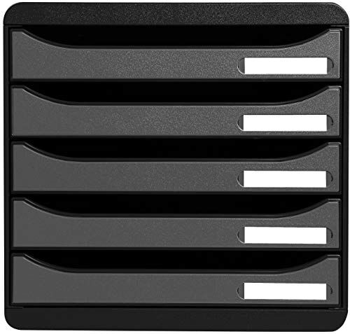 Exacompta Cassettiera BIG-BOX PLUS METALLIC, 5 cassetti aperti per formato fino a 24x32cm, Dimensioni (LxAxP) 27.8x27.1x34.7cm