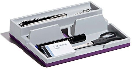 Durable Varicolor Desk Organizer, portaoggetti, due ampi scomparti, sistema passacavo a scomparsa, 190x50x240 mm, Grigio/Viola opaco