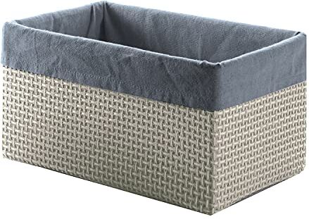 Gedy Grigio, Lavanda, Scatola Porta Oggetti Medie Dimensioni, Contenitore, Misure 16,5X31X19 cm, Organizzatore Bagno in Rafia/Nylon, 2 Anni di Garanzia, Design R&S, Media