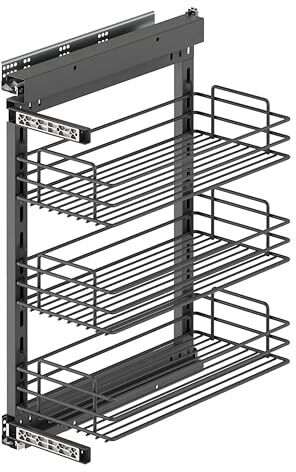 Emuca Carrello estraibile TitaneStar con sistema di chiusura morbida, Modulo 400mm, Grigio antracite, Acciaio