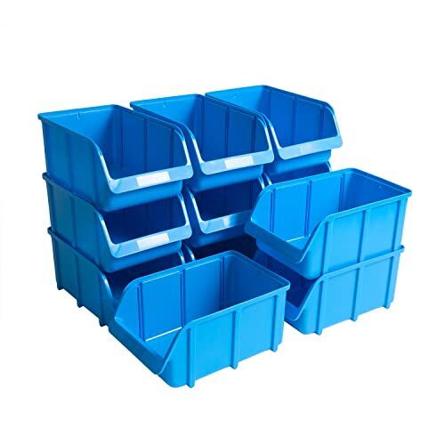 Hünersdorff 12 scatole portaoggetti impilabili, dimensioni 4, in polistirolo, elevata stabilità dimensionale e capacità di carico, colore: blu