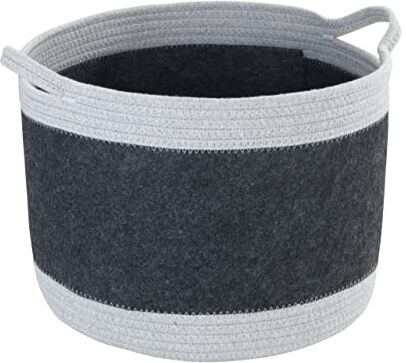 Wenko Cestello di feltro Bea L, cestello con due manici e 30 L di capienza, in feltro di poliestere riciclato grigio scuro, intreccio grigio chiaro a contrasto, 80% poliestere/20% cotone, Ø 35 x 26 cm