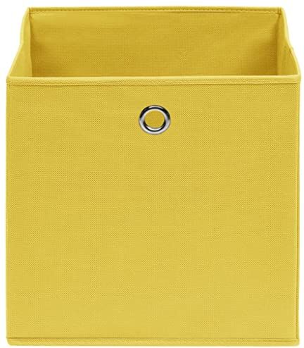 Cerlingwee Scatola portaoggetti pieghevole, scatola portaoggetti in tessuto 10 pezzi giallo 11 x 11 x 11 pollici portatile per sciarpe calze biancheria intima per armadio camera da letto