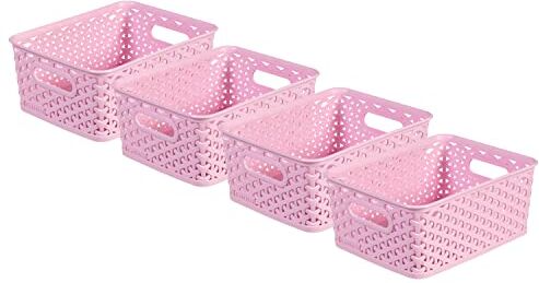 Curver My Style Set di 4 cestini portaoggetti rettangolari per cucina, soggiorno, bagno, camera da letto, 4 litri, colore: rosa