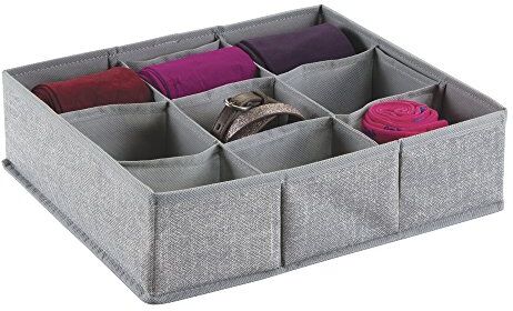 mDesign organizzatore armadio di stoffa – compatto armadietto pensile – set da 2 cassetti estraibili per scaffalatura a filo (5 ripiani) – tessuto – colore: grigio