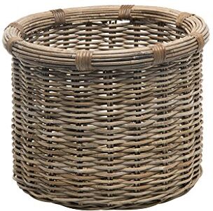 Kouboo Rattan Kobo Tronco Rotondo e Cestino, Grigio