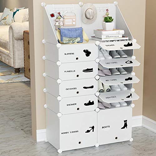 BAKAJI Scarpiera Modulare 10 Cubi Salvaspazio con Ripiano e Ganci Mobile Porta Scarpe Componibile Modulabile capacità 20 Paia Storage Organizer Portatile Ingresso Casa Design Moderno