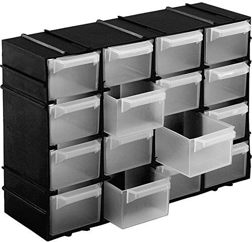 Kigima Cassettiera portaminuteria 16 Scomparti 22x15x8cm (Nero)