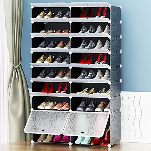 BAKAJI Scarpiera Modulare 16 Cubi Salvaspazio Mobile Porta Scarpe Componibile Modulabile Capacità 32 Paia Storage Organizer Portatile Ingresso Casa Design Moderno Dimensione 95 x 37 x 160 cm