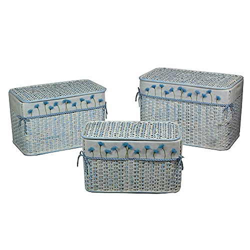 Vacchetti Giuseppe Vacchetti  Baule, Rattan, Azzurro Blu, Medio, 3 unità