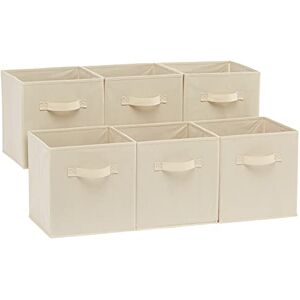 Amazon Basics Cubo/organizer portaoggetti pieghevole in tessuto, con maniglia, 26.67 x 26.67 x 27.94 cm, (confezione da 6), Beige, Tinta Unita Amazon Basics Cubo/organizer portaoggetti pieghevole in tessuto, con maniglia, 26.67 x 26.67 x 27.94 cm, (confezione da 6), Beige, Tinta Unita