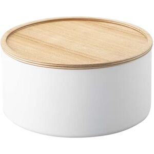 YAMAZAKI 5803 RIN Storage Case with Lid Round Deep, white, Steel/Wood, 22 x 22 x 11 cm YAMAZAKI 5803 RIN Storage Case with Lid Round Deep, white, Steel/Wood, 22 x 22 x 11 cm