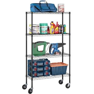 Furinno Wayar Scaffale portaoggetti in Metallo a 4 Ripiani con Ruote, 91 x 36 x 157,5 cm, Nero Furinno Wayar Scaffale portaoggetti in Metallo a 4 Ripiani con Ruote, 91 x 36 x 157,5 cm, Nero