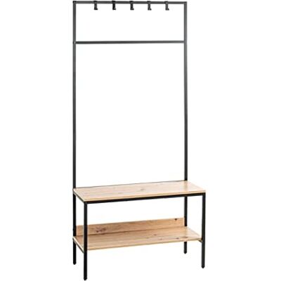 HAKU Armadio in piedi rovere chiaro, nero, MDF, Metallo Dim: L 80 x A 180 x P 35 cm, Stile: Moderno HAKU Armadio in piedi rovere chiaro, nero, MDF, Metallo Dim: L 80 x A 180 x P 35 cm, Stile: Moderno