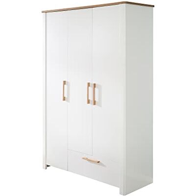 roba Armadio 'Ava' a 3 ante in bianco, con piano di copertura in rovere Artisan, 200 x 138,5 x 54 cm roba Armadio 'Ava' a 3 ante in bianco, con piano di copertura in rovere Artisan, 200 x 138,5 x 54 cm