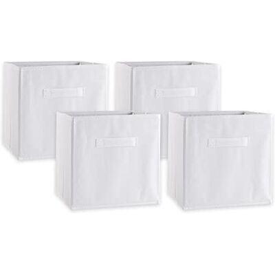 DII Contenitore portaoggetti pieghevole in tessuto non tessuto, cubo, grande, 11 x 11 x 11 cm, bianco, 4 pezzi DII Contenitore portaoggetti pieghevole in tessuto non tessuto, cubo, grande, 11 x 11 x 11 cm, bianco, 4 pezzi