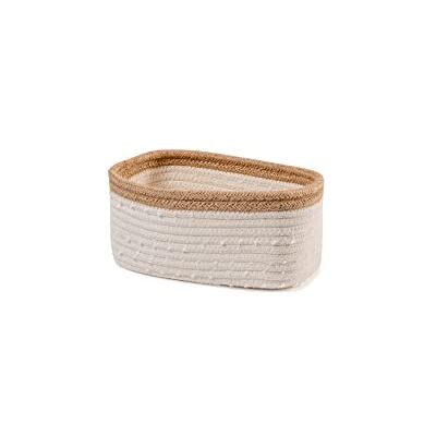 H&H Cesto in Cotone e Juta Beige 23x13x11Hcm H&H Cesto in Cotone e Juta Beige 23x13x11Hcm