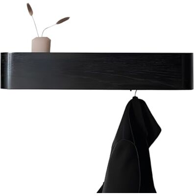 Wintem Attaccapanni da Parete Salvaspazio in Quercia Nera con 4 Ganci Nascosti per Ingresso Moderno, Uso Quotidiano per Cappotti e Borse, Design Minimal con Mensola Integrata Wintem Attaccapanni da Parete Salvaspazio in Quercia Nera con 4 Ganci Nascosti per Ingresso Moderno, Uso Quotidiano per Cappotti e Borse, Design Minimal con Mensola Integrata