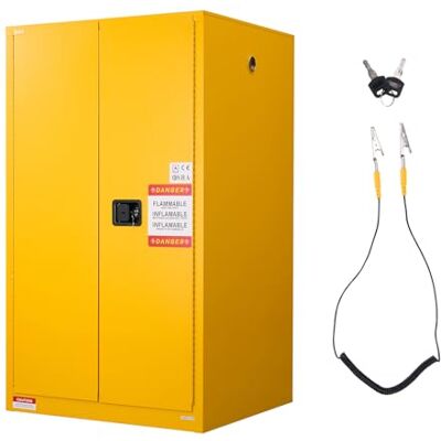 VEVOR Armadietto per Stoccaggio Liquidi Infiammabili, Armadio per Materiali Infiammabili Capienza ca. 246 L Ripiano Regolabile, in Acciaio Laminato a Freddo e Zincato VEVOR Armadietto per Stoccaggio Liquidi Infiammabili, Armadio per Materiali Infiammabili Capienza ca. 246 L Ripiano Regolabile, in Acciaio Laminato a Freddo e Zincato