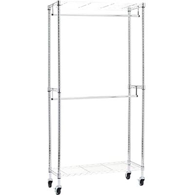 Porta abiti Amazon Basics cromato con rotelle e scaffali regolabili - max 181kg Porta abiti Amazon Basics cromato con rotelle e scaffali regolabili - max 181kg