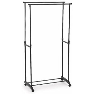 PARENCE .- Appendiabiti doppio con ruote Alluminio e plastica Doppia barra e scarpiera Regolabile fino a 160 cm PARENCE .- Appendiabiti doppio con ruote Alluminio e plastica Doppia barra e scarpiera Regolabile fino a 160 cm