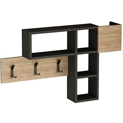 BAKAJI Appendiabiti Attaccapanni da Parete Muro con 9 Ganci Appendi Abiti e Scaffale Libreria 3 Ripiani Portaoggetti In Legno MDF Bicolore Design Moderno Dimensione 99,5 x 61 x 15 cm (Grigio) BAKAJI Appendiabiti Attaccapanni da Parete Muro con 9 Ganci Appendi Abiti e Scaffale Libreria 3 Ripiani Portaoggetti In Legno MDF Bicolore Design Moderno Dimensione 99,5 x 61 x 15 cm (Grigio)