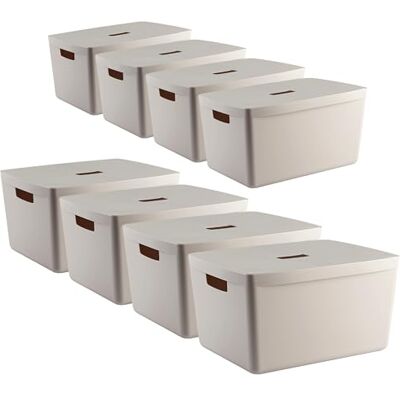 IDEA HOME Set di 8 Scatola di Immagazzinaggio Contenitori di Plastica per lo Stoccaggio Scatola di Plastica Organizzatore Cestini Scatole con Coperchio per il Bagno Scaffale, 28L IDEA HOME Set di 8 Scatola di Immagazzinaggio Contenitori di Plastica per lo Stoccaggio Scatola di Plastica Organizzatore Cestini Scatole con Coperchio per il Bagno Scaffale, 28L