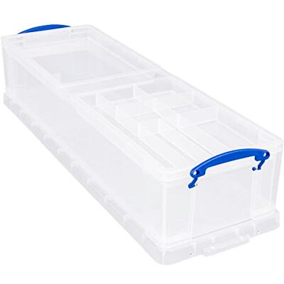 Really Useful Box Really Useful Scatola portaoggetti in plastica, 22 litri, con 2 vassoi, 1 vassoio semplice + 1 vassoio da ufficio, trasparente Really Useful Box Really Useful Scatola portaoggetti in plastica, 22 litri, con 2 vassoi, 1 vassoio semplice + 1 vassoio da ufficio, trasparente