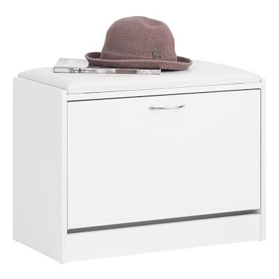 SoBuy Scarpiera Ingresso Panca Contenitore con Cuscino Salvaspazio Slim da 60x30x48 cm Cassapanca Porta Scarpe in Legno per Corridoio o Camera, Portata 120kg FSR16-W SoBuy Scarpiera Ingresso Panca Contenitore con Cuscino Salvaspazio Slim da 60x30x48 cm Cassapanca Porta Scarpe in Legno per Corridoio o Camera, Portata 120kg FSR16-W