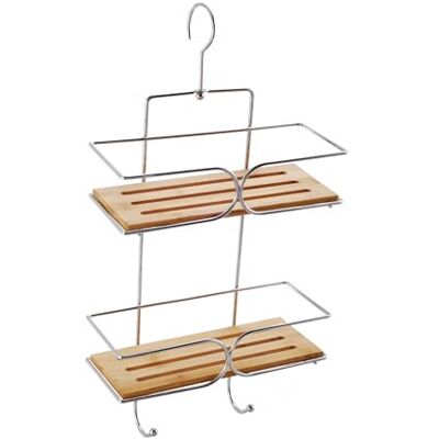 MSV 140610 Portaoggetti per doccia, in metallo cromato e bambù, 25 x 11 x 38,5 cm MSV 140610 Portaoggetti per doccia, in metallo cromato e bambù, 25 x 11 x 38,5 cm
